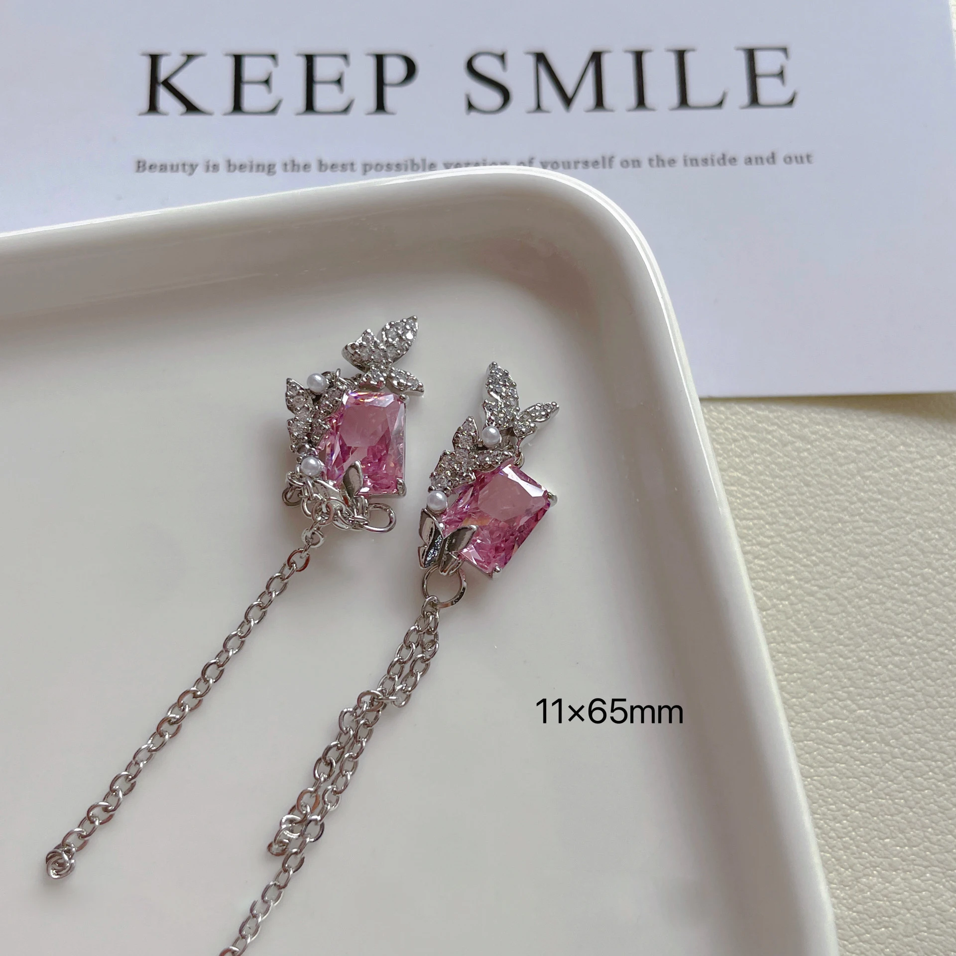 5PCS New hot selling nail art pink stone series luxurious zircon rose butterfly heart jewelry bow and diamond decoration
