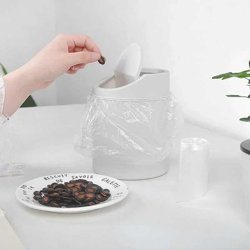 Mini Desktop Bin Small Trash Can Tube with Cover Bedroom Trash Can Garbage Can Clean Workspace Storage Box Home Desk image 5
