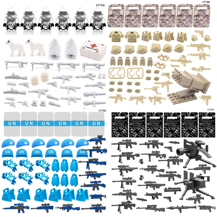 4 In 1 Modular Military Container MOC Building Blocks Set Armory Equipment Scene DIY Assembly Bricks Me Collectible Display Hobb