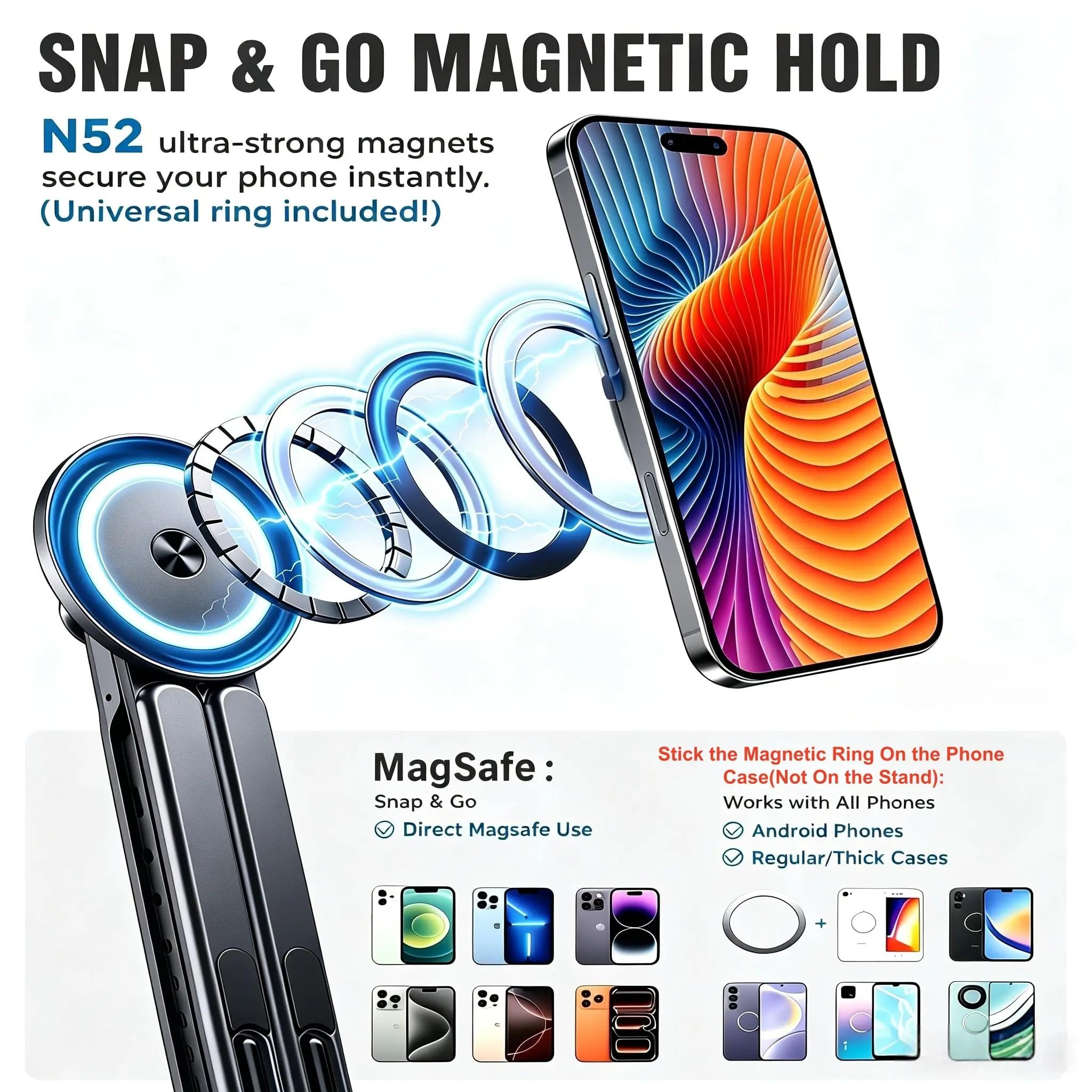 4-in-1 Foldable Magnetic Phone Holder Adjustable Laptop Stand for iPhone iPad MacBook Tablet Multifunctional Portable Tripod