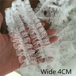 4 cm szeroki biały czarny 3d haftowane zroszony wstążki plisowana sukienka kołnierz koronkowa aplikacja wykończeniowa krawędzi do szycia Wedding Fringe Decor