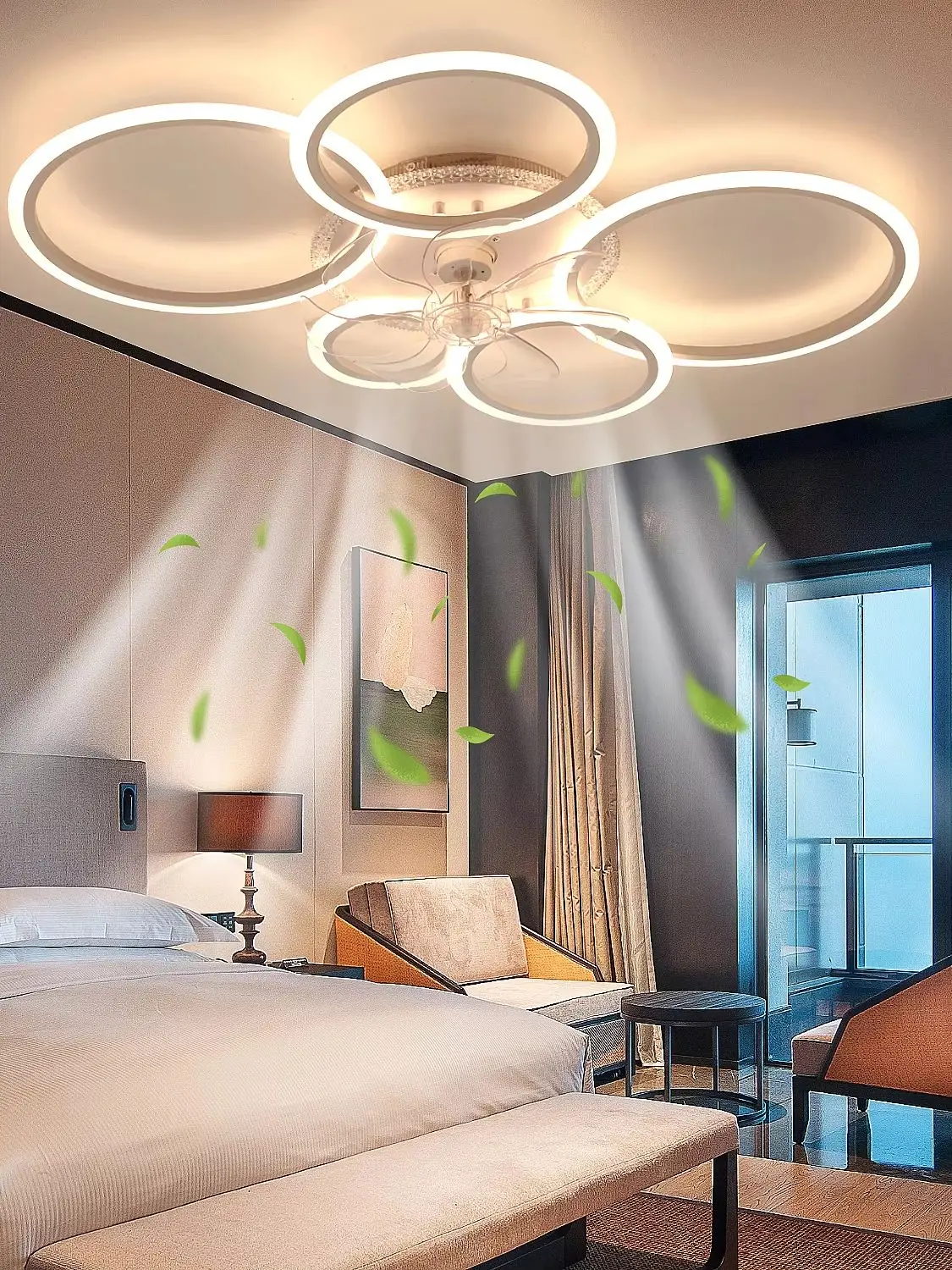RGB LED Deckenventilator mit Fernbedienung Deckenventilatorlampe RGB-Beleuchtung Deckenleuchte 96cm für Schlafzimmer Wohnzimmer Geräuscharmer Ventilator