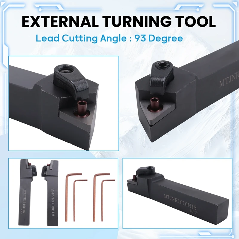 2025 New 2Pcs Mtjnl1616h16 Mtjnr1616h16 Lathe Turning Tool Holder 16X100mm For Tnmg Insert Kit 4 Wrench+2 Boring Bar Set