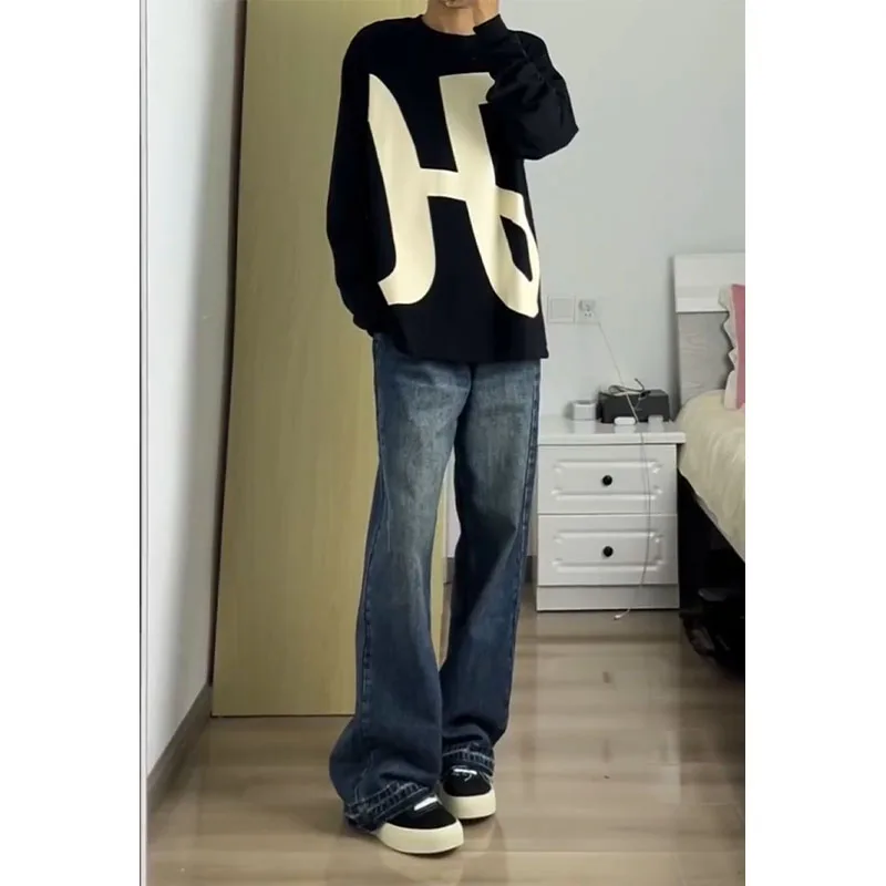 

American Retro Straight Leg Men's Jeans Spring Autumn Cleanfit Waed Micro Flared Pants Cool Design Sensation Pants