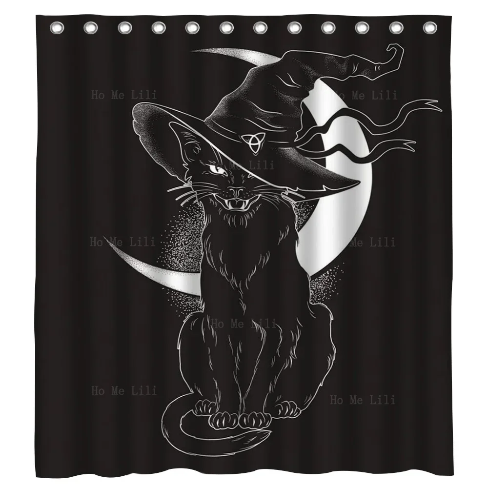 The Scary Magician Black Cat Stood Before The Moon Shower Curtain By Ho Me Lili For Bathroom Decor