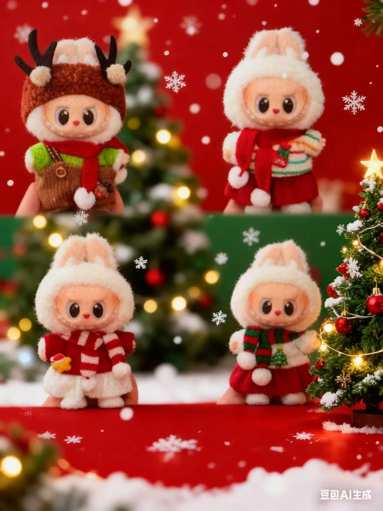 

Для V1 V2 V3 аксессуары Labubu, одежда, подходящий рождественский комплект с оленями, Labubu, красная одежда, рождественский модный подарок