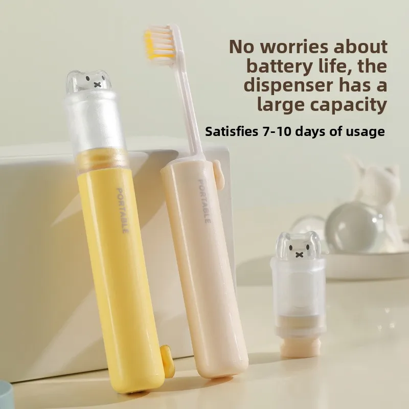 2-in-1 Portable Toothbrush Set with Toothpaste Storage, Essential for Business Trips and Travel, Soft Bristles
