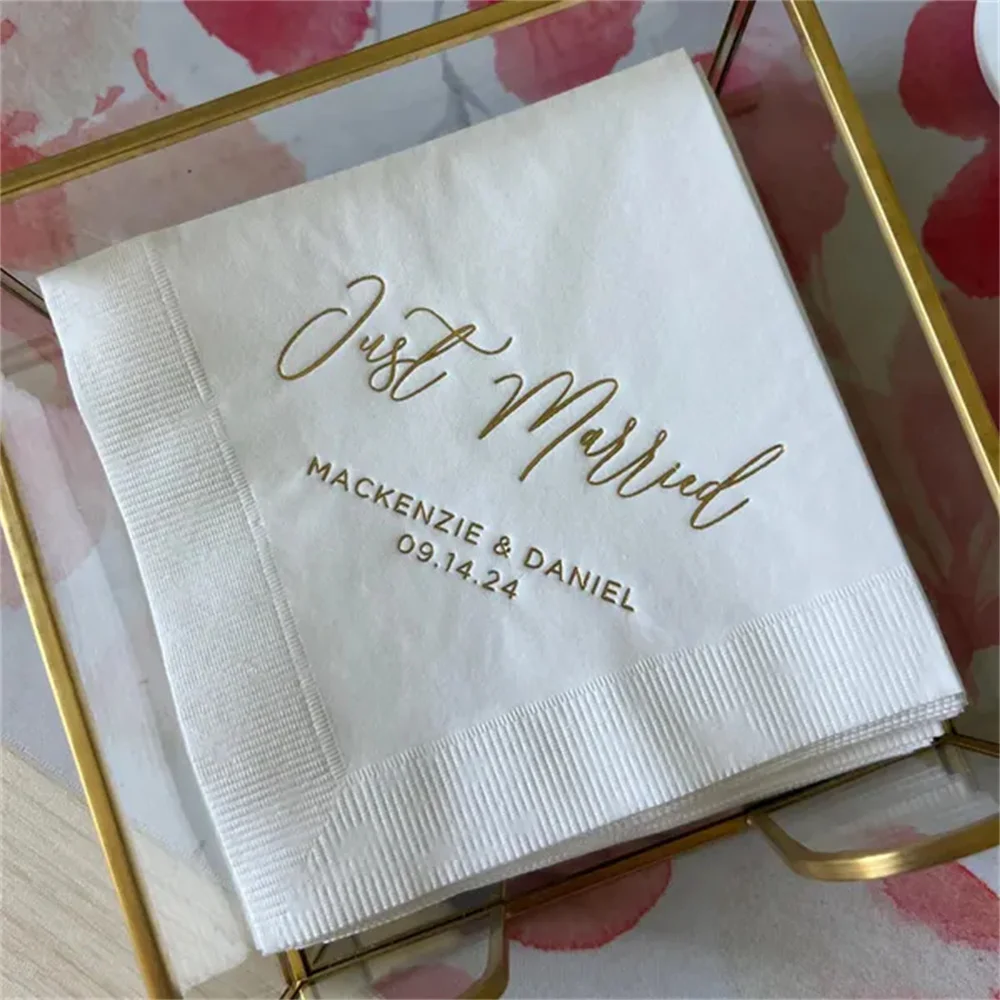 

Personalized Napkins Wedding Napkins Custom Monogram Just Married Beverage Cocktail Luncheon Dinner Guest Towels Available