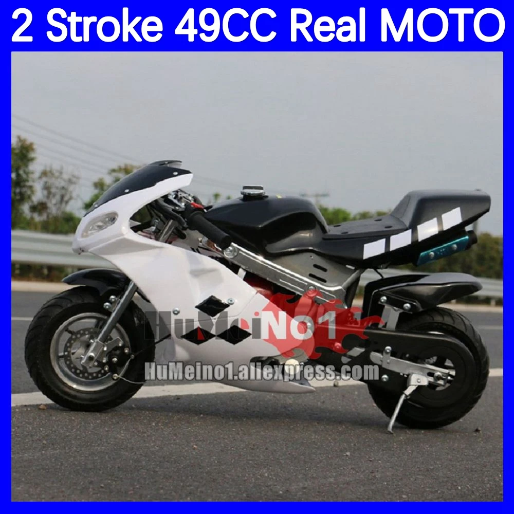 49CC/50CC 2Stroke Gasoline Motorcycle Purple Rose White Silvery Golden Gold Brown Grey Flames Pocket Bike Racing Motorbike MOTO