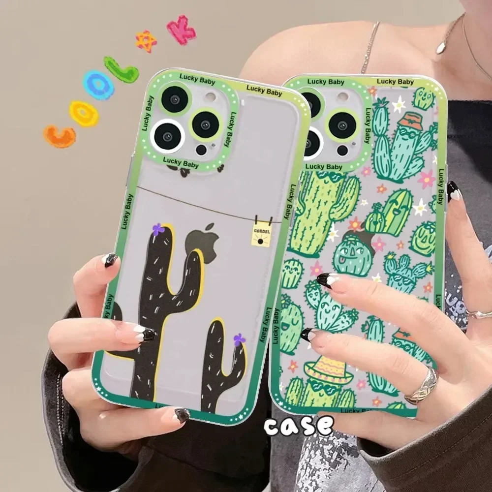 Cartoon Art Summer Cactus Phone Case For Samsung S 20 S 21 S 22 S 23 Lite Plus Ultra Mobile Cover