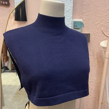 女性用ニットフェイクカラー、取り外し可能なタートルネック、ウールセーター、ウォームコート、防風スカーフ、フェイクカラー、冬