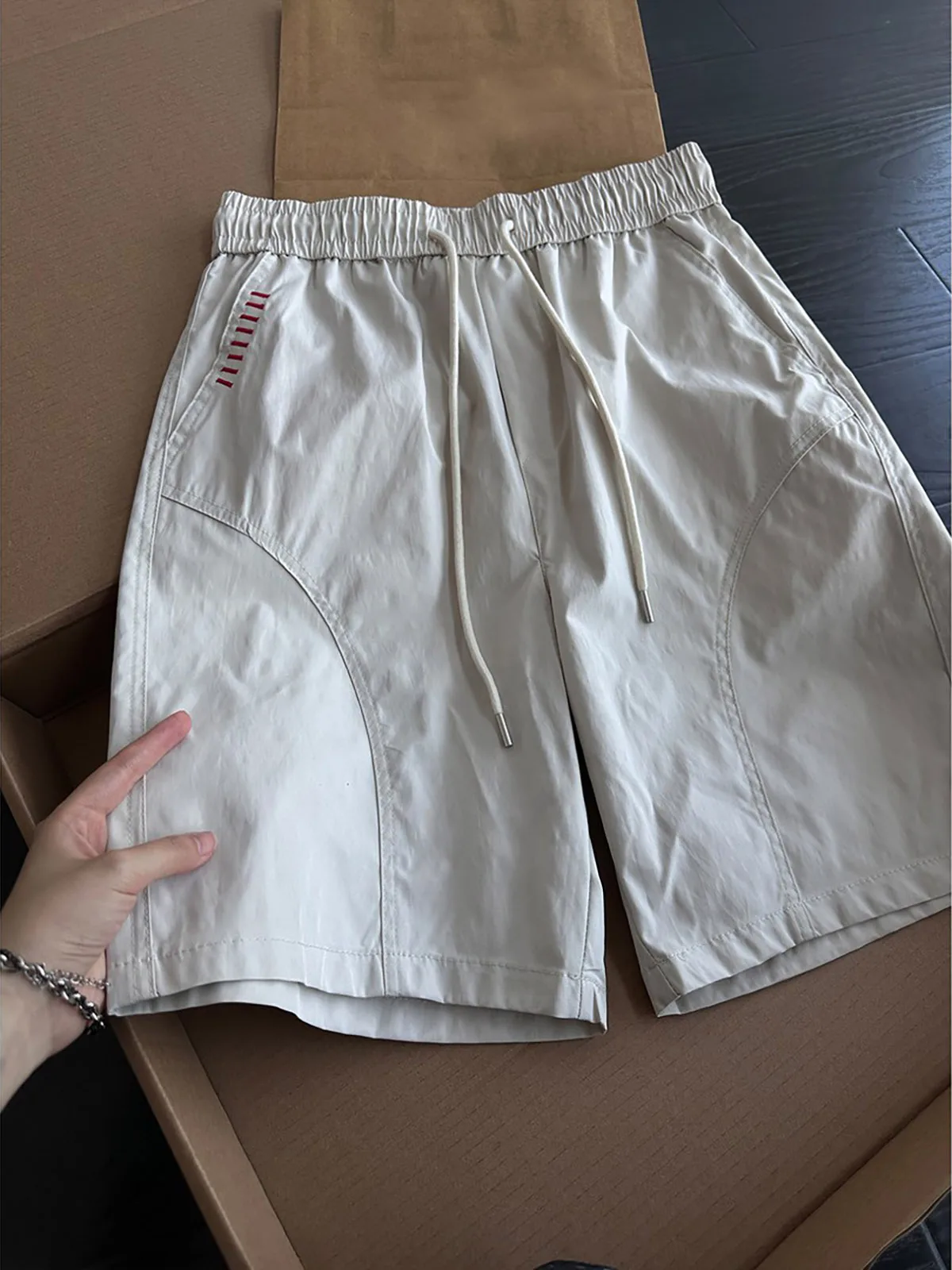 Black Slanted Cut Quick Dry Sports Shorts for Men Summer Outdoor Mountain Climbing Fitness Running Beachwear Casual Shorts