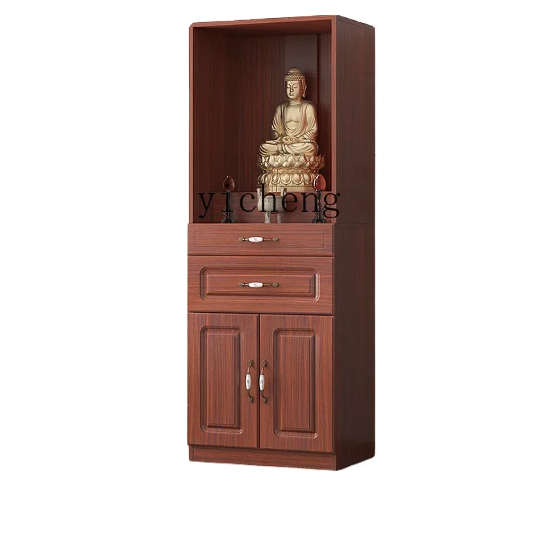 Buddhist niche offering table Buddhist platform vertical cabinet with door household economical God of Wealth offering table