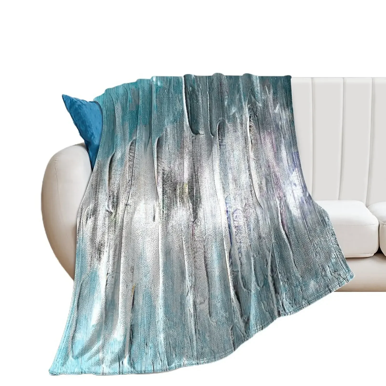 

Ocean teal and blue waves abstract Throw Blanket Travel Luxury Throw Blankets