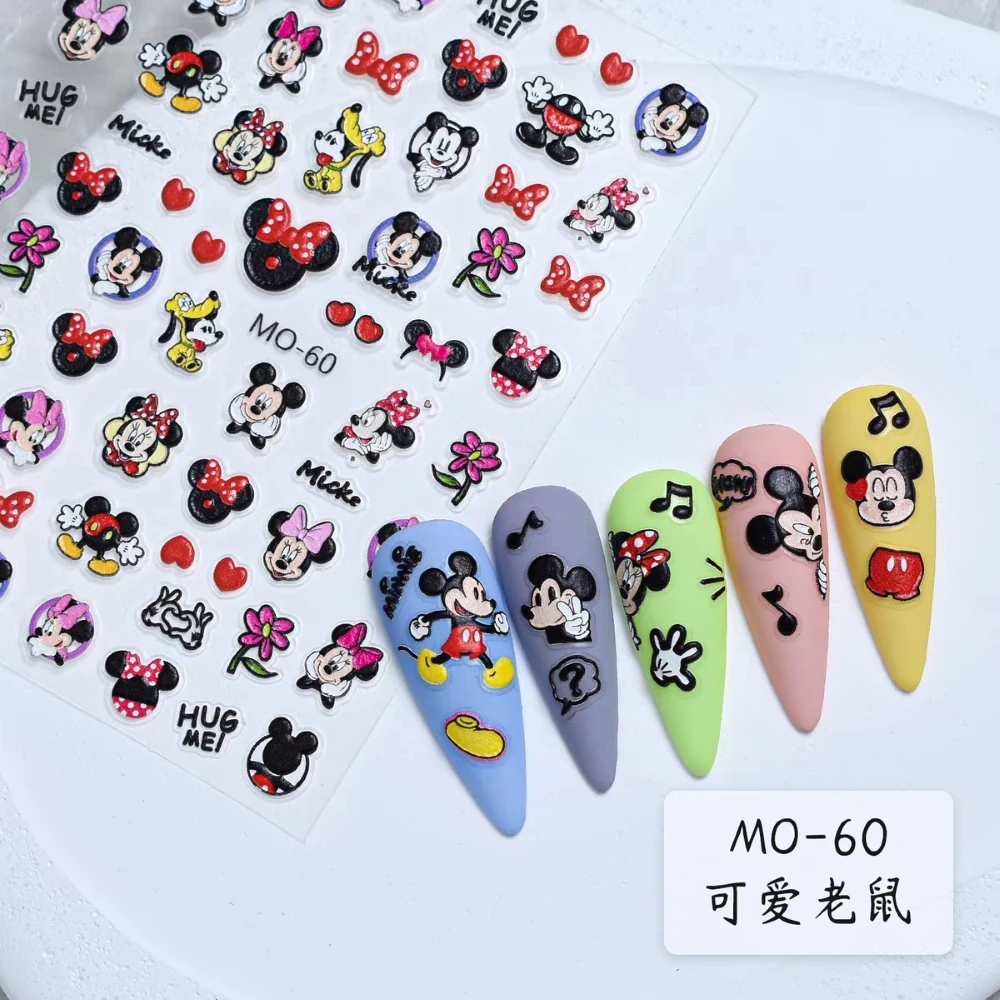 1 foglio topolino Disney New 5D Relief Nail Art Stickers decalcomanie per unghie per Manicure fashion Design accessori felici fai da te