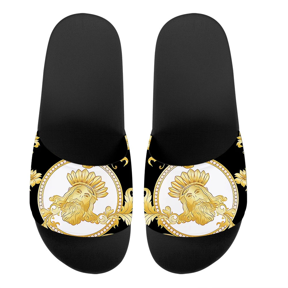 

2022 Women Slippers Luxury Baroque Floral Pattern Outdoor Flip Flops Beach Home Slippers Sandals Female Shoes chaussure homme