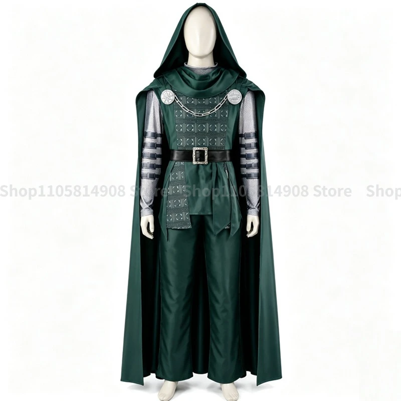Disfraz de Cosplay de Dr. Doom 2026, Película Dooms Movie Day, Capa con Capucha, Abrigo, Pantalones, Conjunto Completo, Ropa Masculina para Halloween y Comic Con