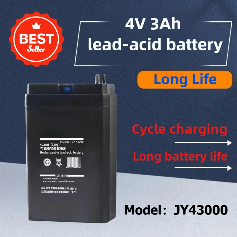 

2Pcs 4V 3000Ah Large Capacity Lead-acid Battery for Searchlight Children's Toy Car Battery