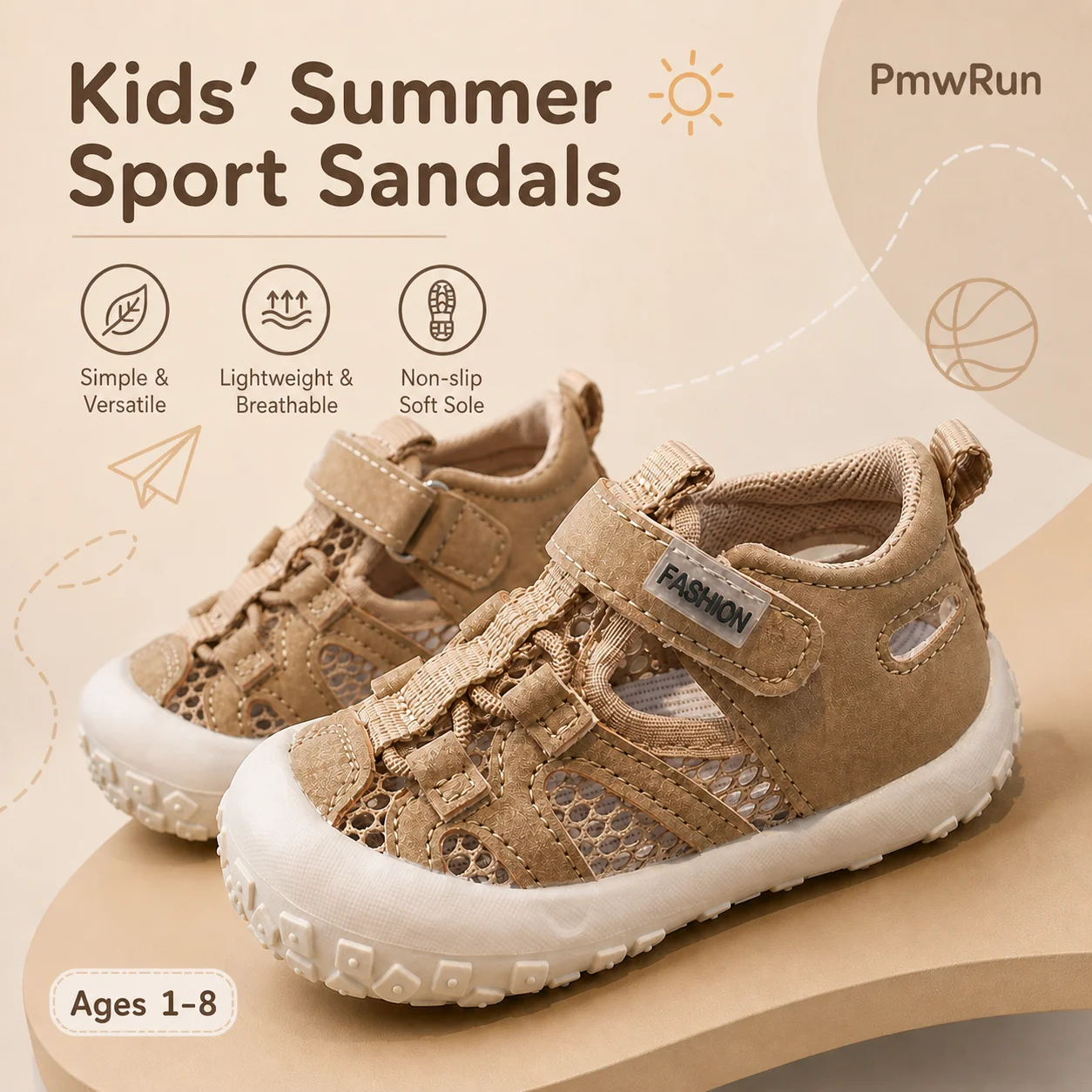 Sandalias de verano de cuero PU para niños, sandalias deportivas transpirables para niños y niñas, zapatillas ergonómicas antideslizantes para niños
