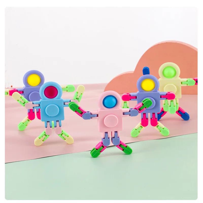 4/8/16/32 Stück Astronauten-Kettenkreisel Mechanisch Verformbarer Rotierender Roboter Puzzle Eltern-Kind Fidget-Spielzeug Spinner – Detail 2
