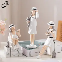 Creative Nordic Cute Girl Resin Ornaments, Home Decor Crafts, Statue, Desk, Figurines Decoration, Bookcase Gifts for Couples