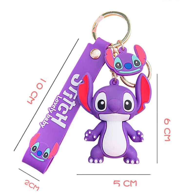 2024 New Purple Stitch Keychain Disney Stitch Figure Doll Keyring Bag Pendent Car Ornaments Key Accessories Kids Toy Xmas Gifts