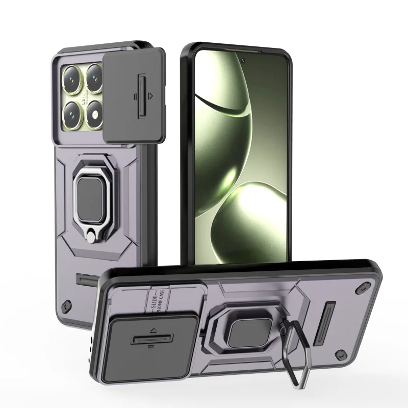 

Для Xiaomi 14T Pro/14T/14 Pro/14 чехол для телефона с магнитной металлической подставкой в стиле милитари, слайдер для бронированных линз, противоударный защитный чехол