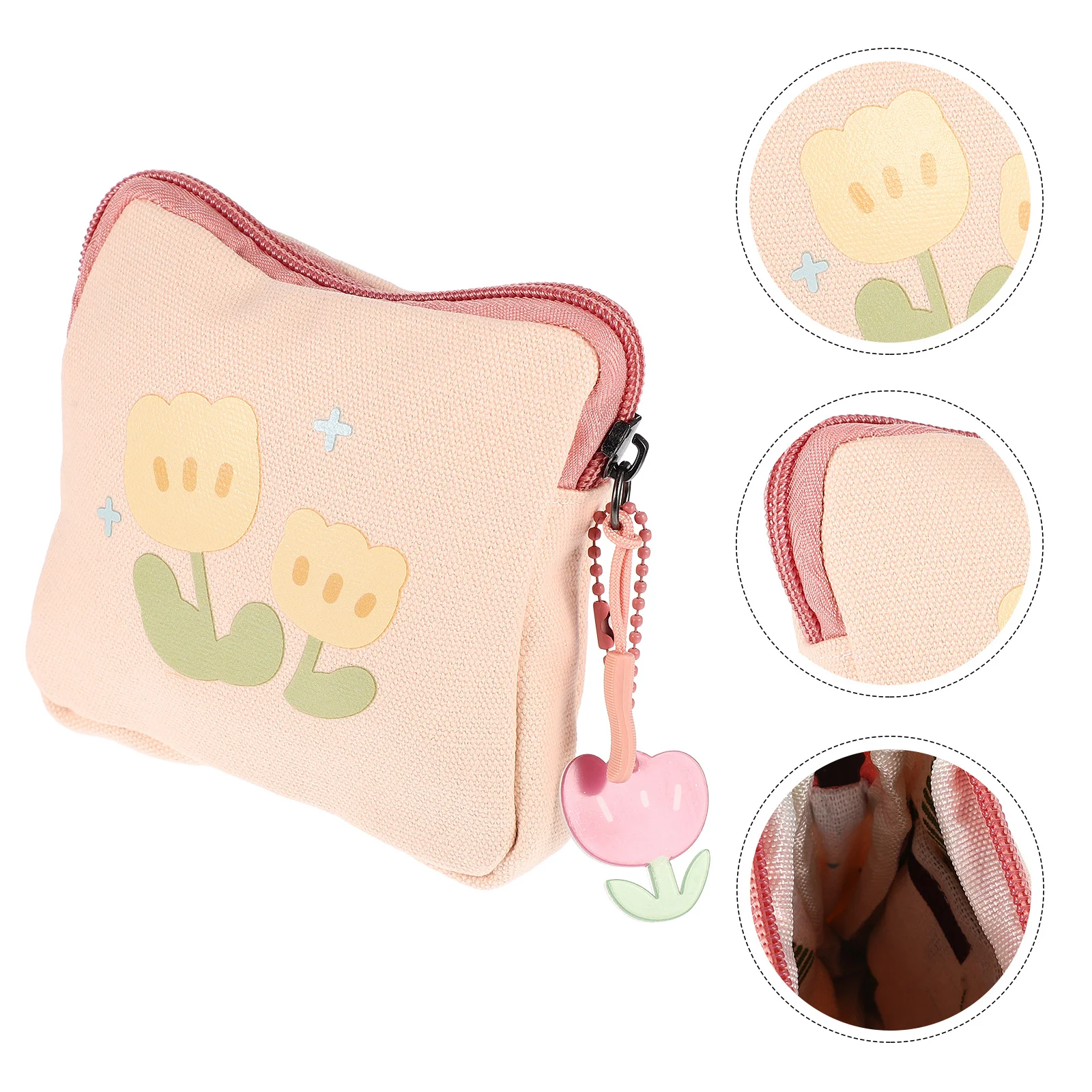 

Square Flower Pattern Period Bag Student Coin Pouch Practical Sanitary Towel Holder Travel Menstrual Pad Pouch
