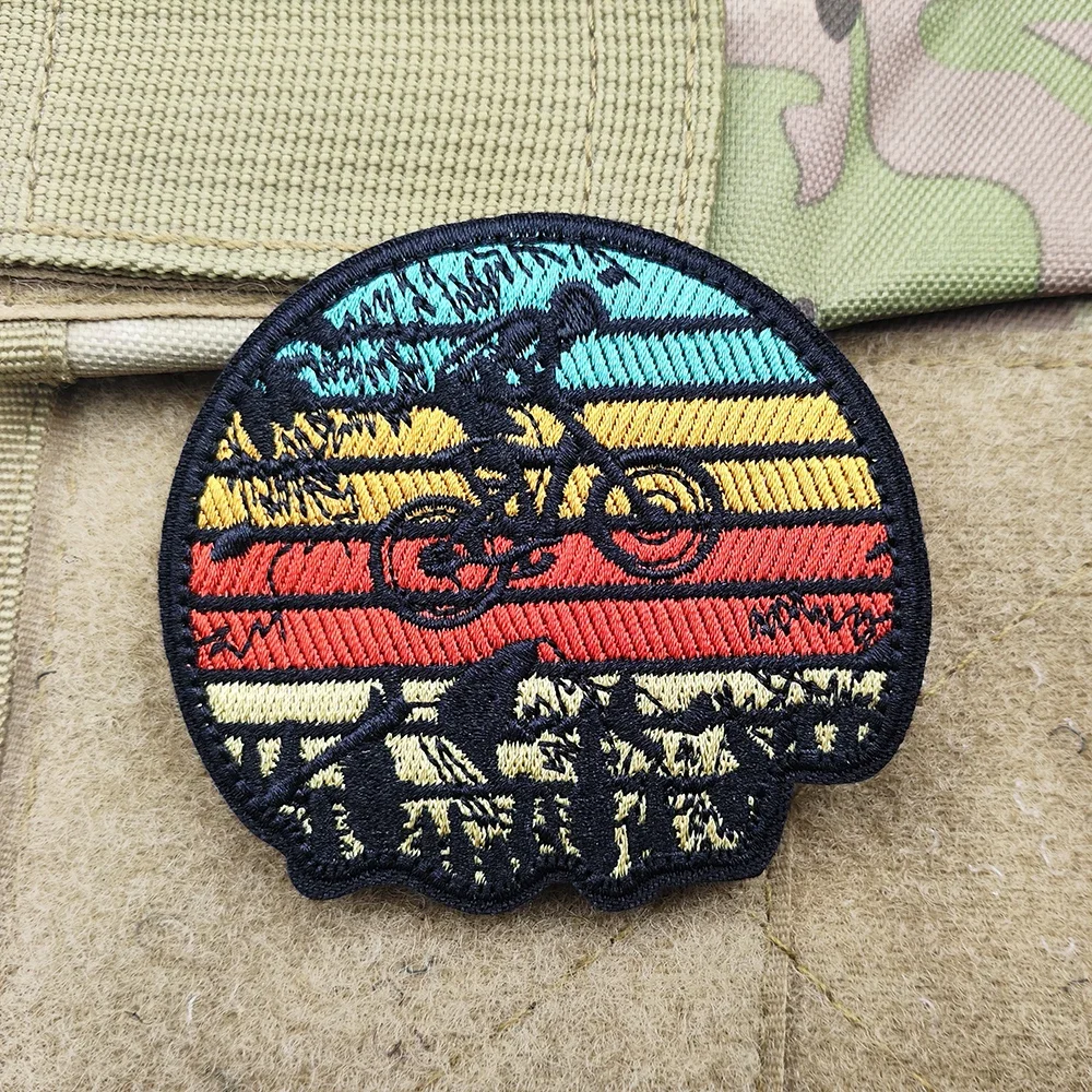 Mountain Biking MTB Patch Embroidered Badge Hook Loop Sticker Fastener for Outdoor Extreme Sports DIY Backpack Accessory