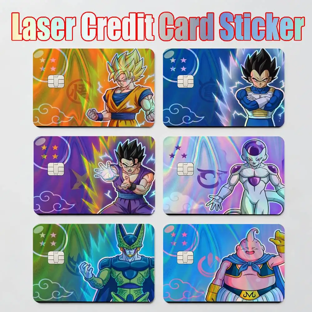 POSTER DRAONG BALL GOKU Vegeta Laser Reflective Card Skin Sticker For Debit Credit Card