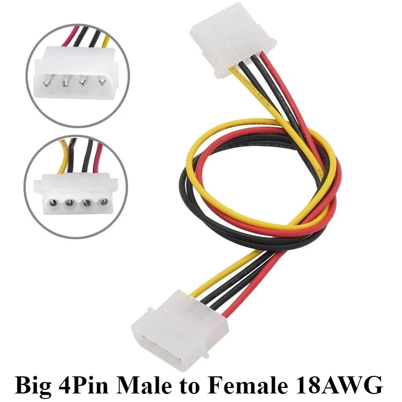 

IDE Big 4Pin Male To 4Pin Female Power Supply Cable Length 10/20/30/50/100/200CM Floppy Drive Adapter PC Connector Cord 18AWG