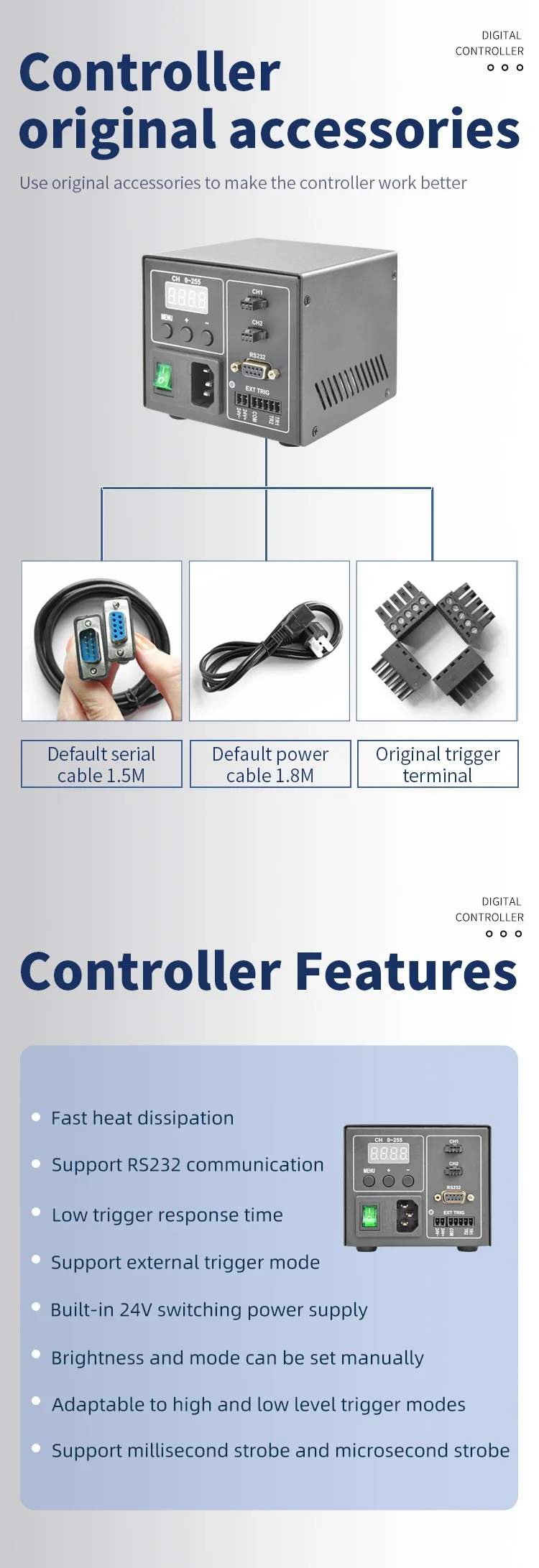 وحدة تحكم رقمية ثنائية القناة بقدرة 65 وات | وحدة تحكم مصدر الضوء | باهتة | وحدة تحكم رؤية الماكينة لفحص رؤية الماكينة #5