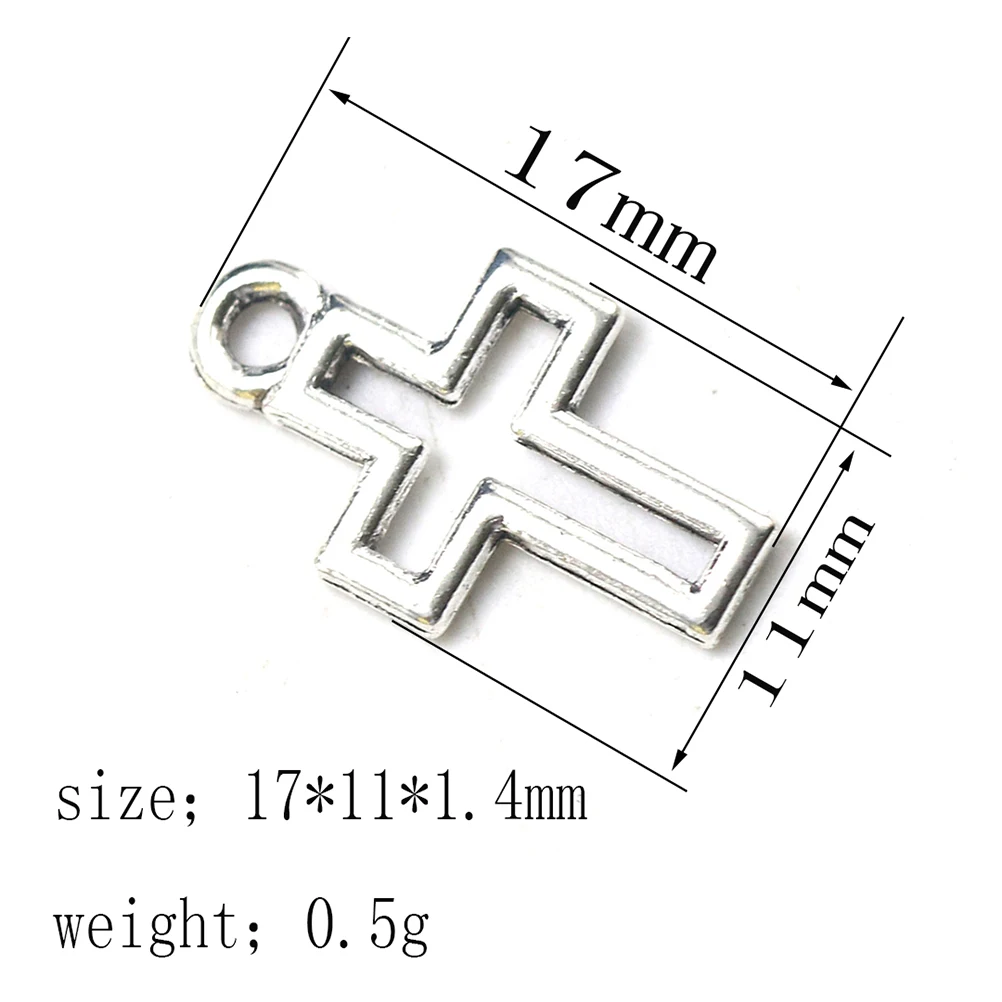 

50pcs Alloy Hollow out Cross Pendants DIY Charms Jewelry Making Accessory for Necklace Bracelet ( Silver)