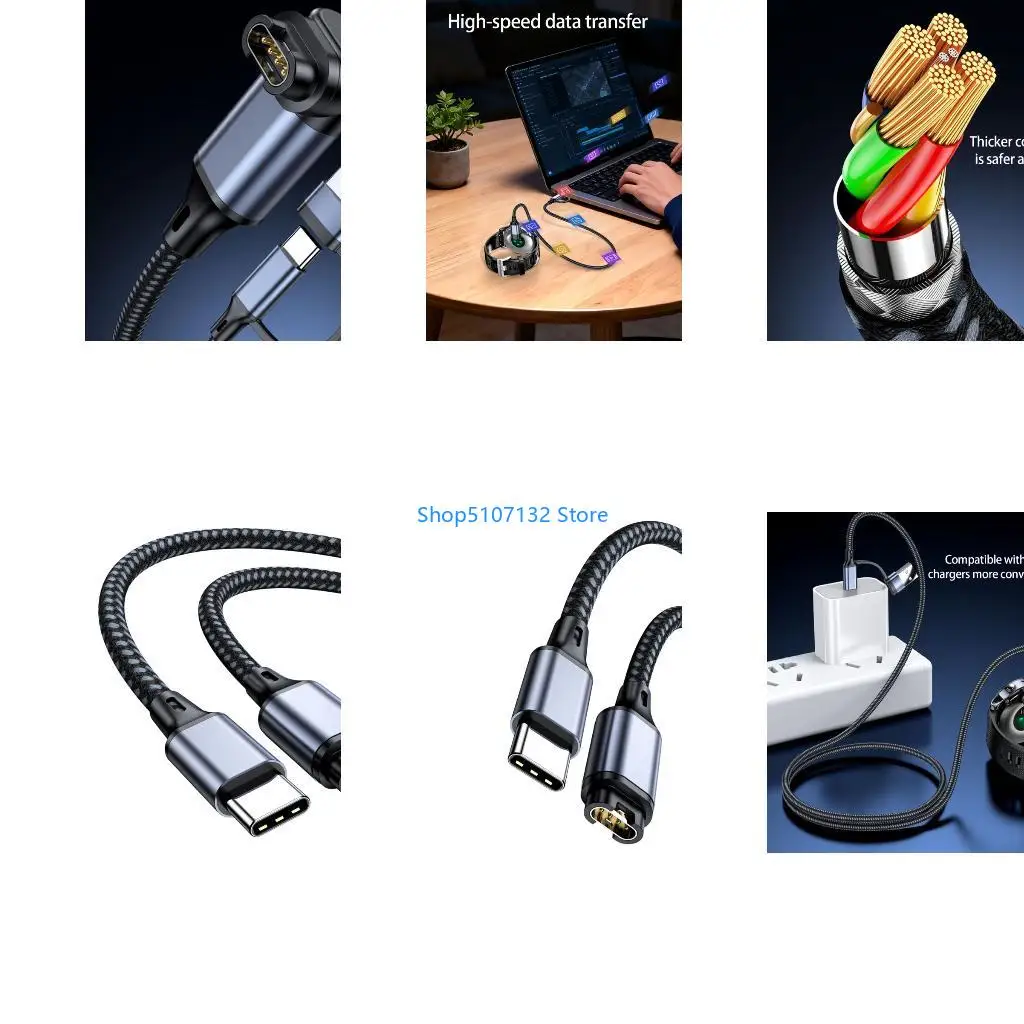 87HD Universal Braided Charging Cable Line USB Type C And A Connectors For Watches 120cm