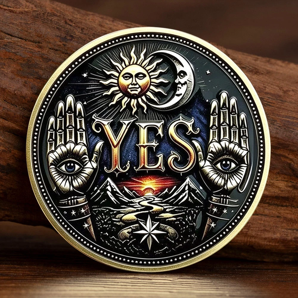 Star and Moon Skull Wings YES or NO Decision Coin Playing Gold Plated Commemorative Coin Choice Difficulty Lucky Gift
