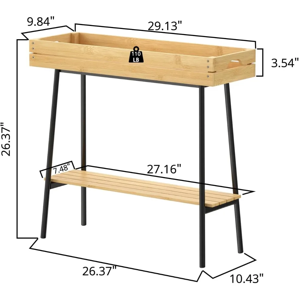 BAMBANG-Support de plante en bambou pour intérieur, table de plantes hautes en bois à 2 niveaux, étagère à plantes de rebord de fenêtre, support à fleurs