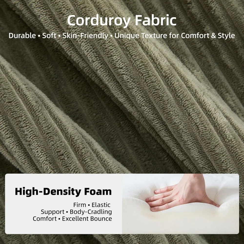 أريكة مقطعية حديثة على شكل حرف L لغرفة المعيشة، أريكة منجدة سروال قصير كبير الحجم مع مقعد عميق، حل مريح للجلوس