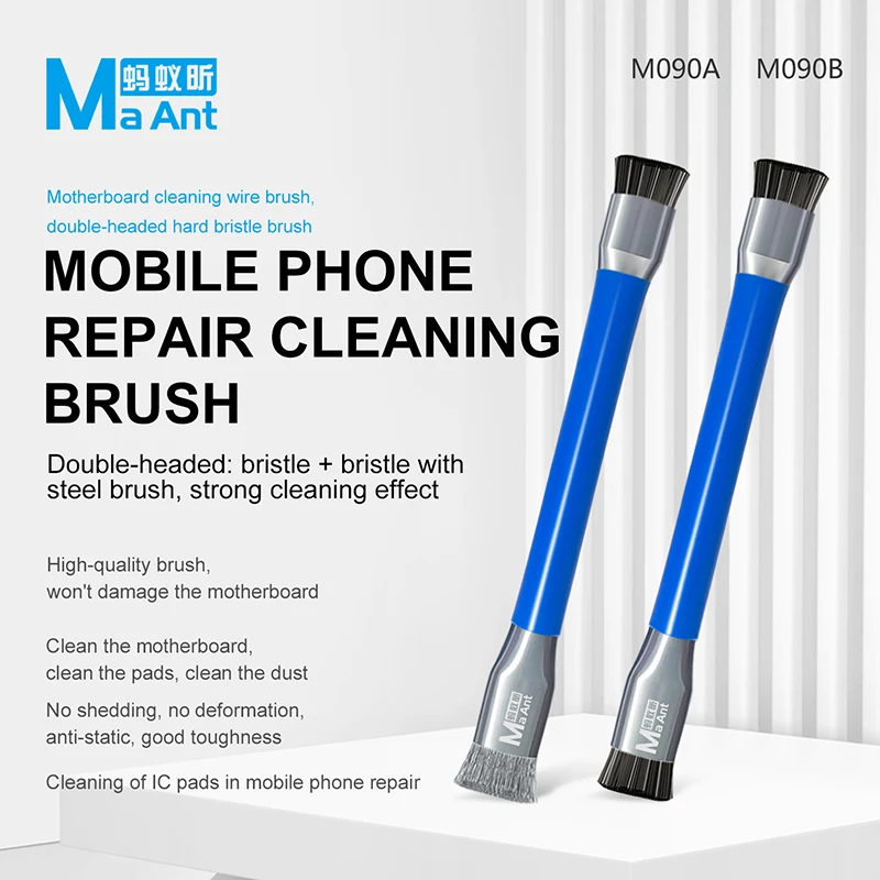 MAANT M090A M090B Mobile Phone Repair Double-headed Cleaning Brush for Mobile Phone Repair Glue Removal Welding Cleaning Brush