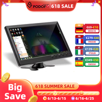 Podofo 10.1'' Car Monitor TFT LCD HD Digital Screen HDMI/VGA/AV/USB/SD Video Input PC/TV/DVD Player Display Security Monitor