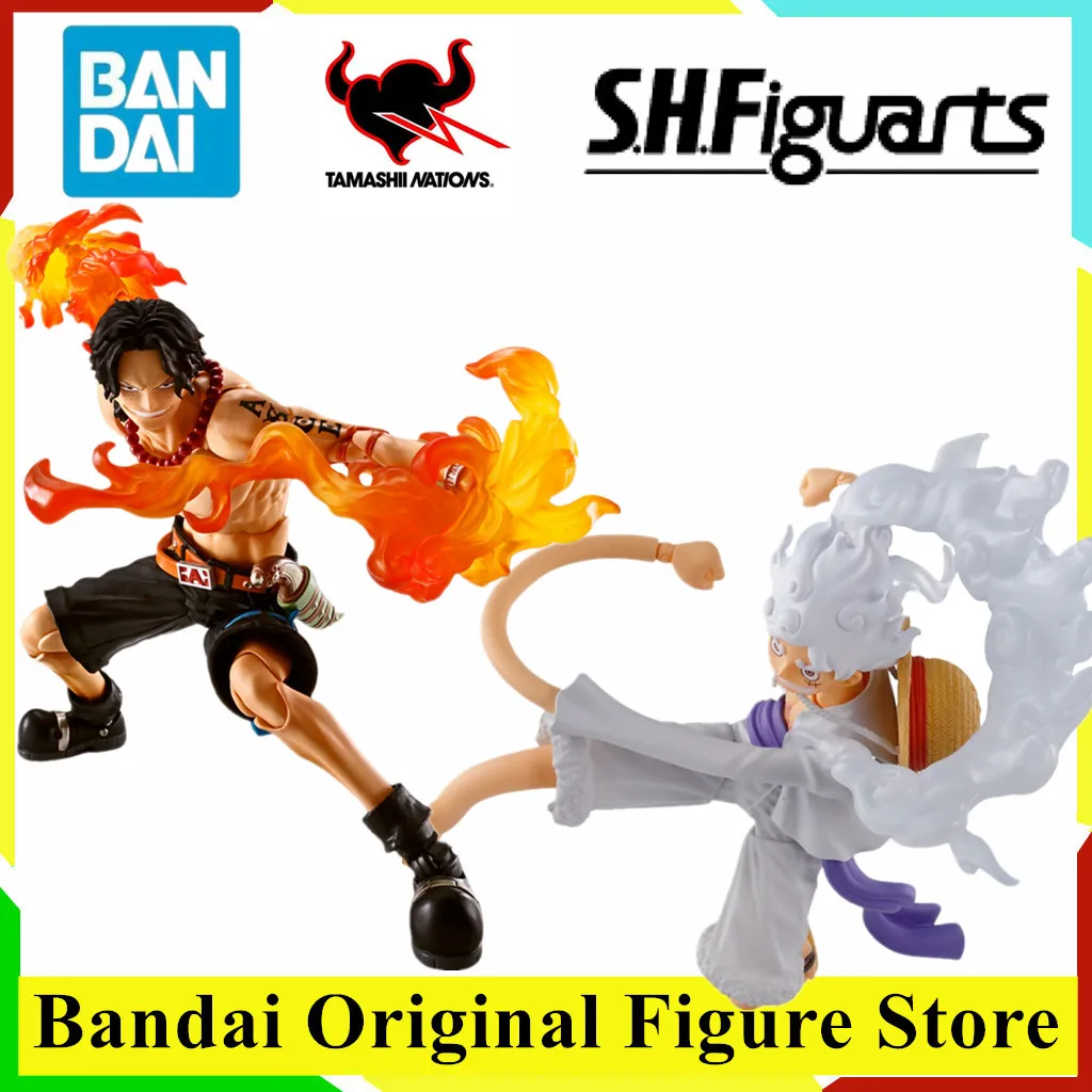 Original BANDAI S.H.FIguarts One Piece Gear 5 Nika Luffy Portgas D Ace FIRE FIST Anime Figure Toys PVC Model Action Figurine