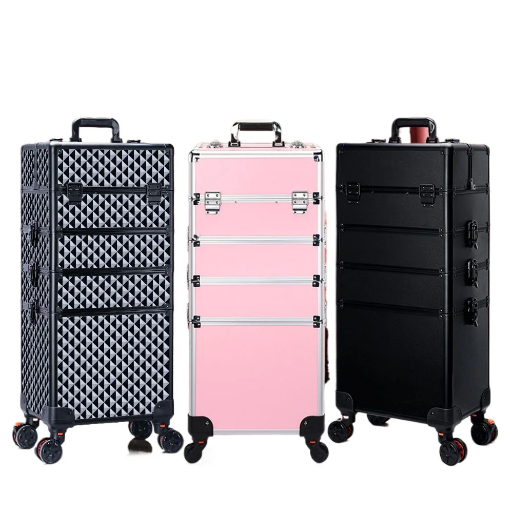 

Large Capacity Luggage Multi-Tier Travel Cosmetic Organizer Rolling Case Professional Nail Art Microblading Hairdressing Tools