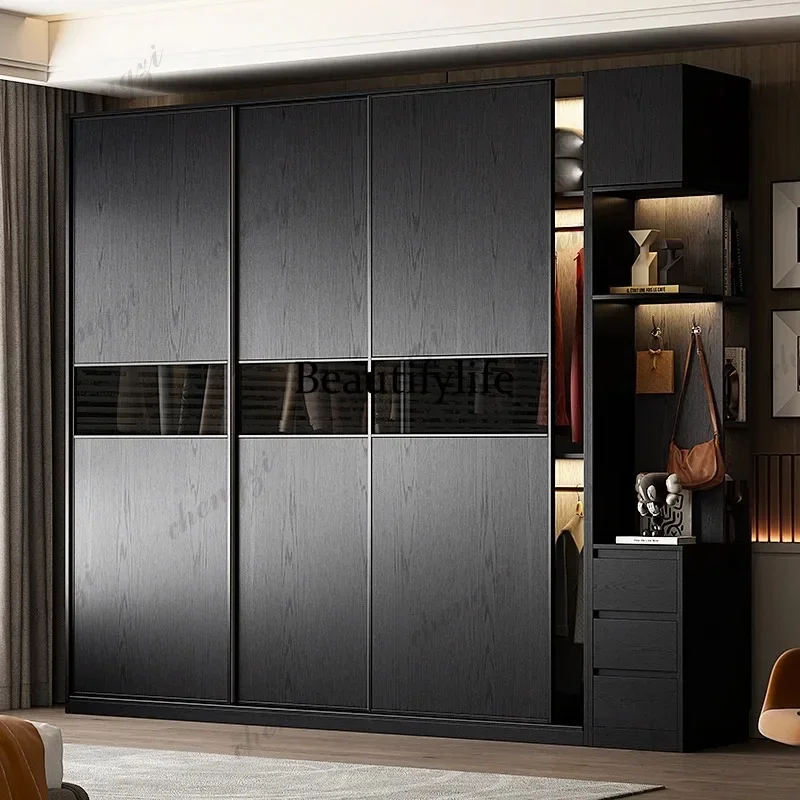 NQ52  black portable Sliding wardrobe clothes closet Organizer Double storage Open wardrobe luxury guarda roupa bedroom