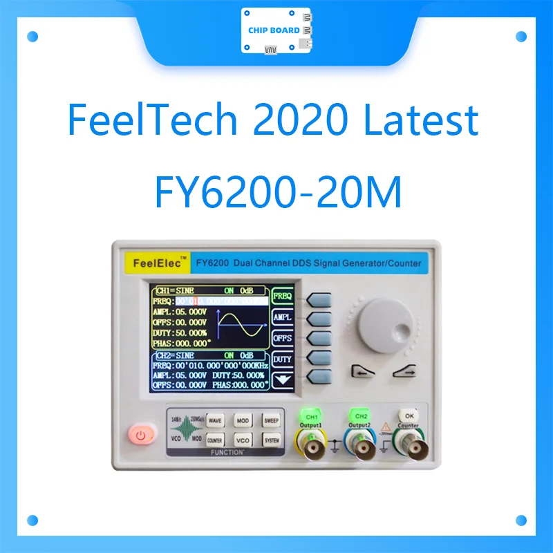 

FeelTech 2020 Latest FY6200-20M dual channel function Arbitrary Waveform DDS signal generator