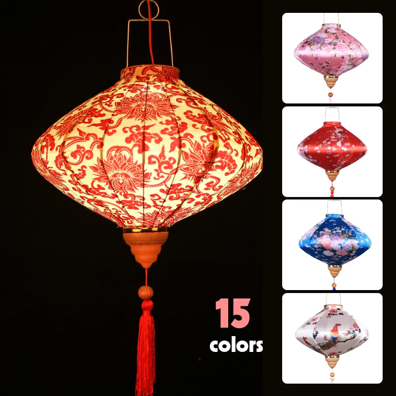 

12/14 Inch Retro Chinese Silk Lantern Traditional Japanese Vietnam Lantern Balcony Party Spring Festival Wedding Hanging Decor