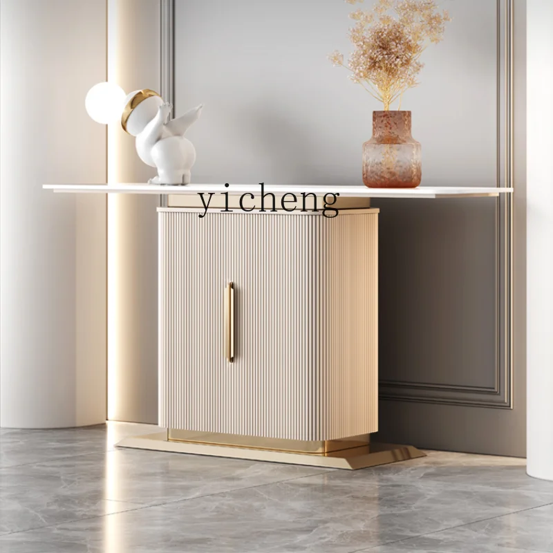 ZC Modern Entrance Cabinet Wall Minimalist Aisle Curio Cabinet Art Stone Plate Household Partition Console Tables Sets