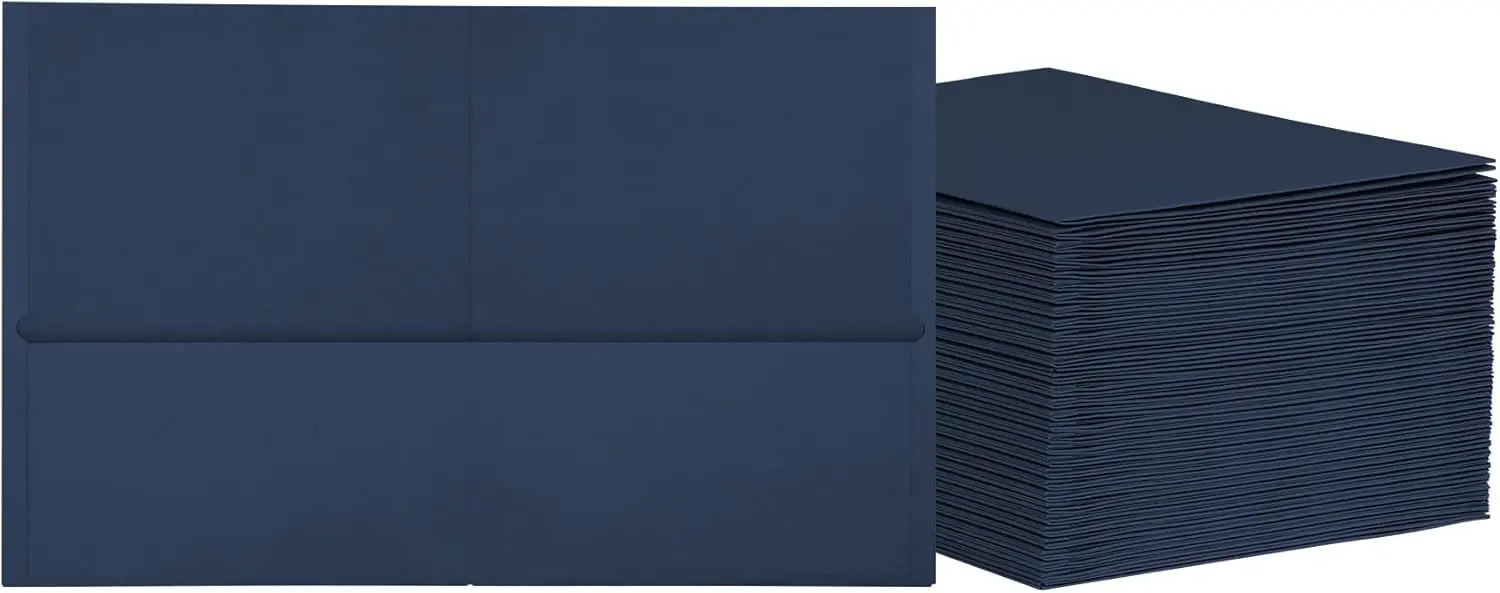 

125-Pack Textured Paper Folders, Blue Letter Size, Oxford Style for School & Teacher Supplies
