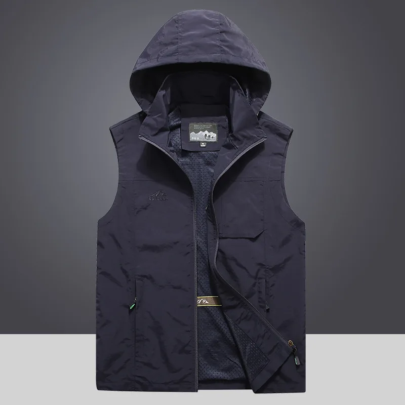 BOLUBAO 2024 Outdoor Casual Vest For Men Large Pocket Hooded Fashion Coat High Quality Design Streetwear Casual Vest For Men