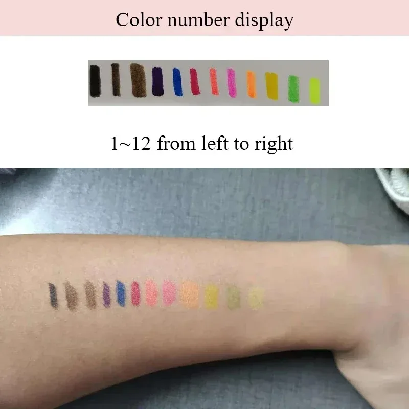 12 色マットカラフルなアイライナーペンシル持続防水液体アイライナーペン非汚れ高着色目魅力的なメイクアップ