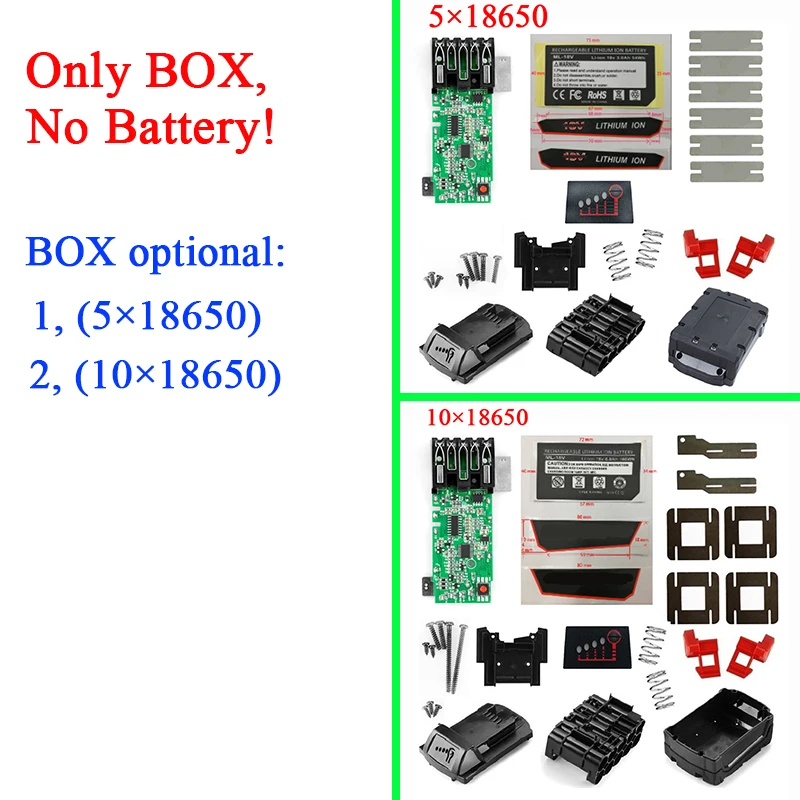 For M18-5-10 Li-ion Battery Plastic Case PCB Charging Protection Circuit Board Box For Milwaukee 18V 6Ah Sticker Shell Housings