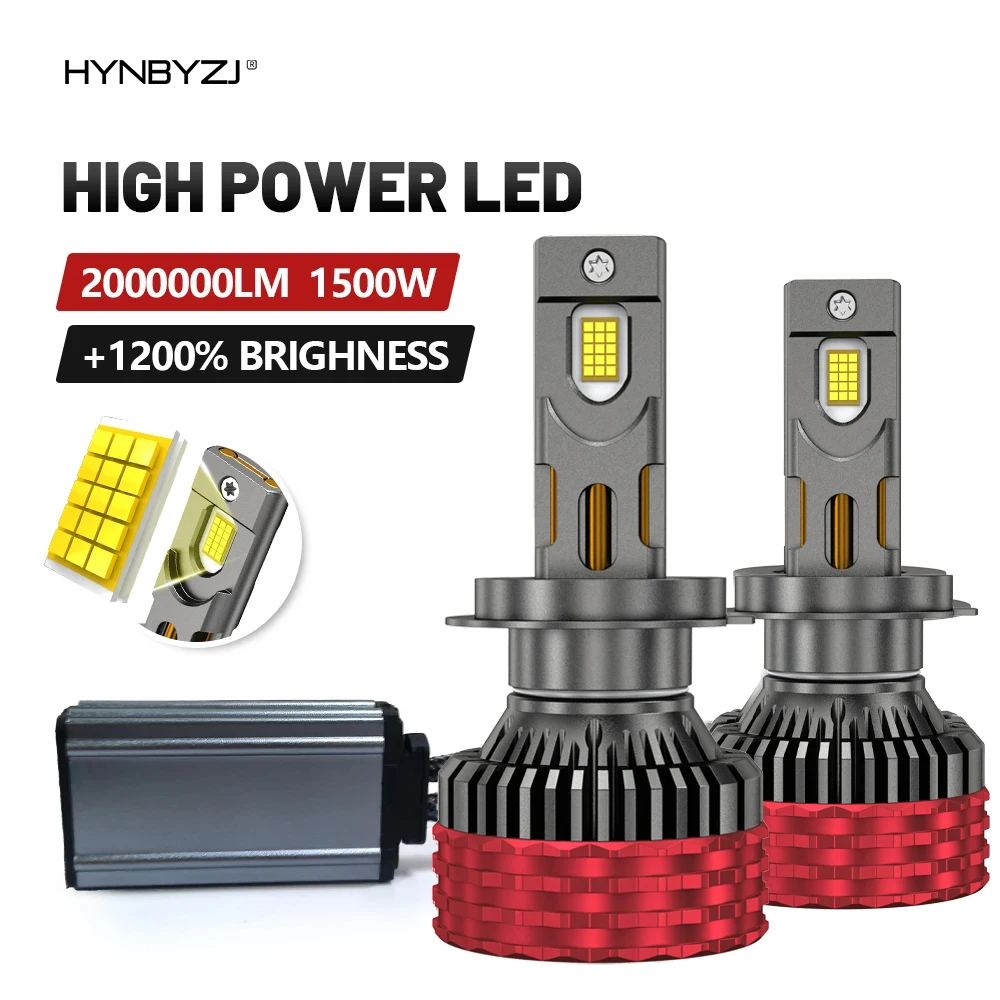 

HYNBYZJ 1500W H4 LED CANBUS H7 LED Headlights H11 H1 H3 9005 HB3 9006 HB4 9007 9008 9012 6000K High Power Car Headlamp Buld